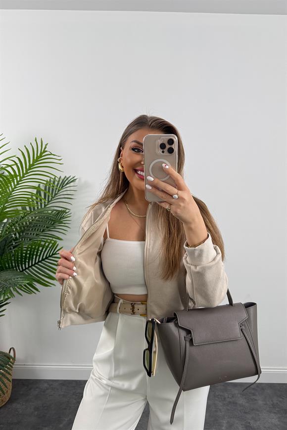 Marka Model Taşlı Nubuk Bomber Ceket Taş