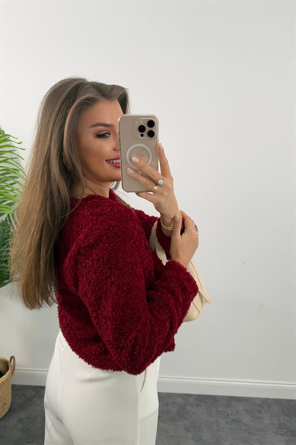 Marka Model Teddy Buklet Hırka Bordo
