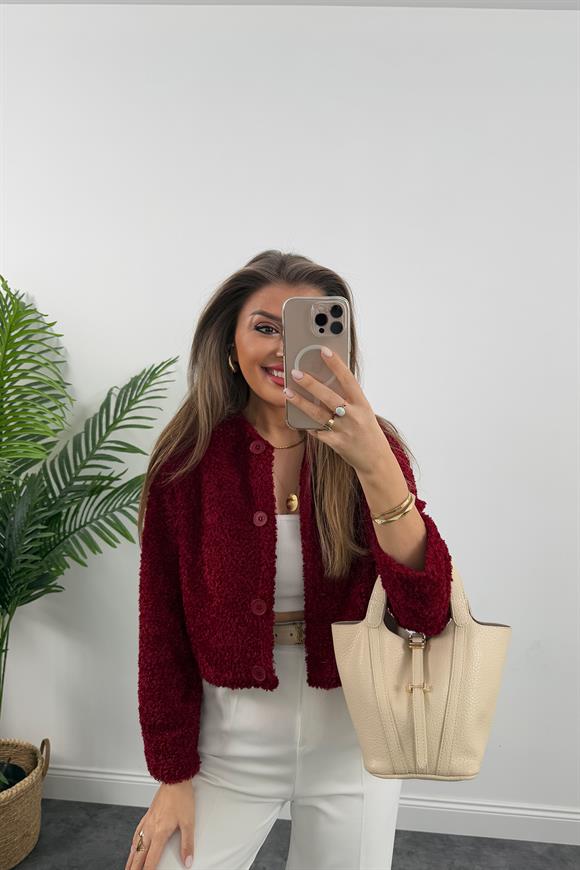 Marka Model Teddy Buklet Hırka Bordo