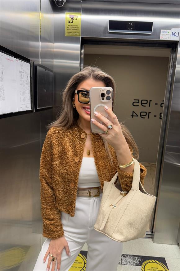 Marka Model Teddy Buklet Hırka Taba