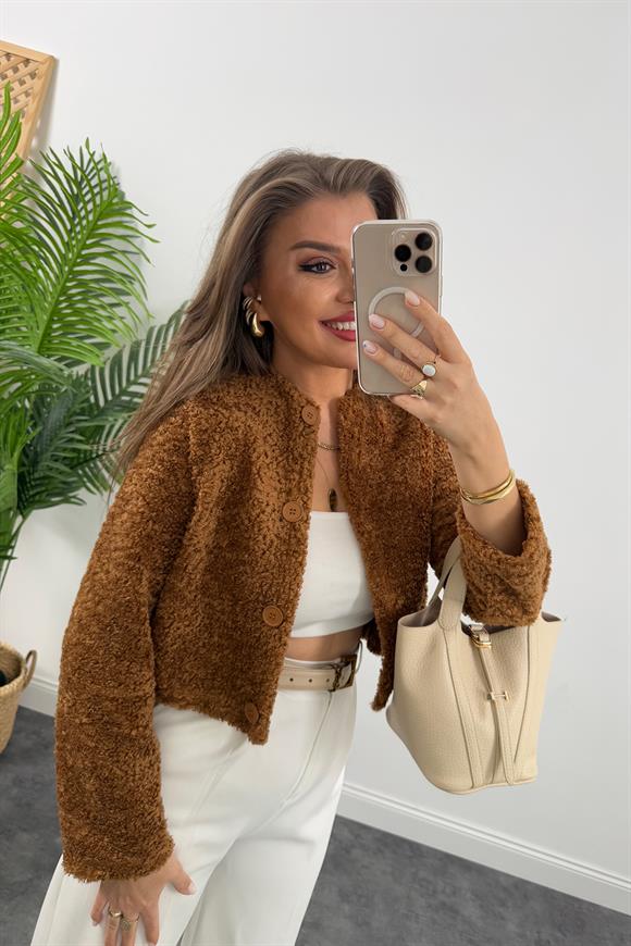 Marka Model Teddy Buklet Hırka Taba