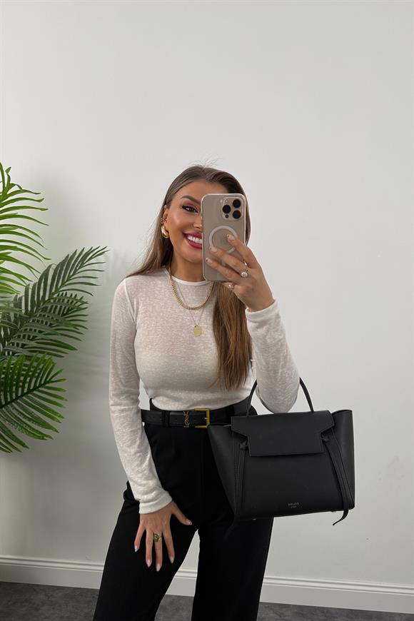 Marka Model Transparan İnce Triko Ekru