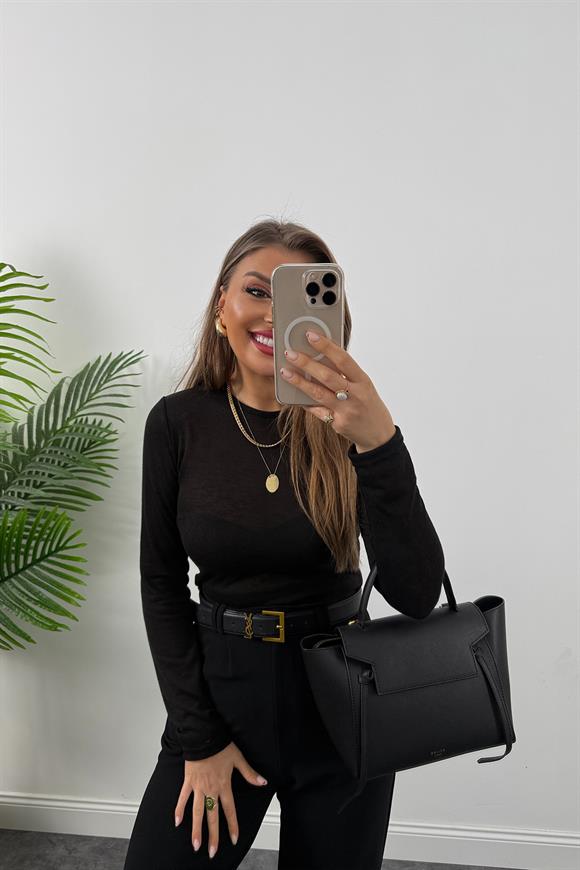 Marka Model Transparan İnce Triko Siyah