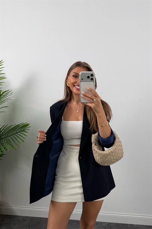 Massi %100 Pamuklu Yazlık Blazer Ceket Lacivert