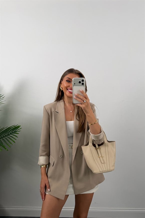 Massi %100 Pamuklu Yazlık Blazer Ceket Taş