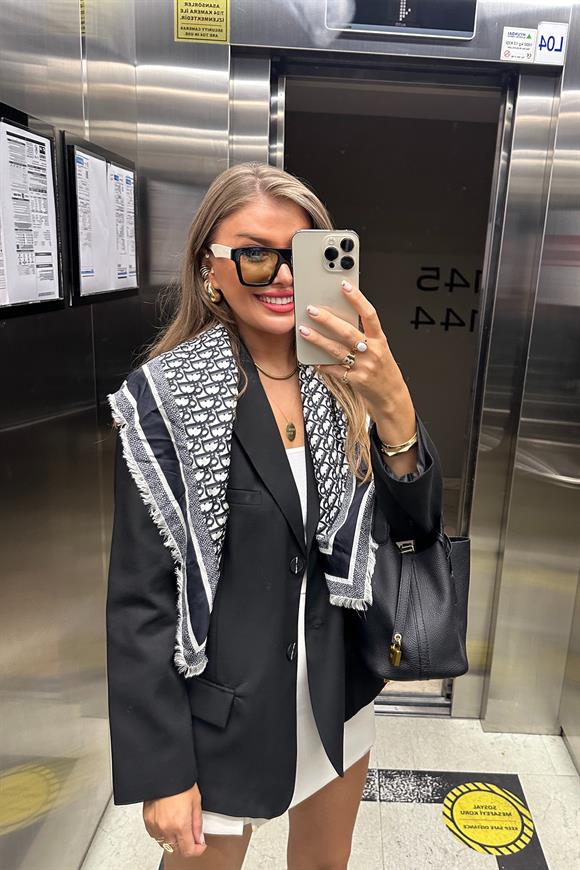 Massi Kumaş Premium Kalite Pinteres Blazer Bf Ceket Siyah