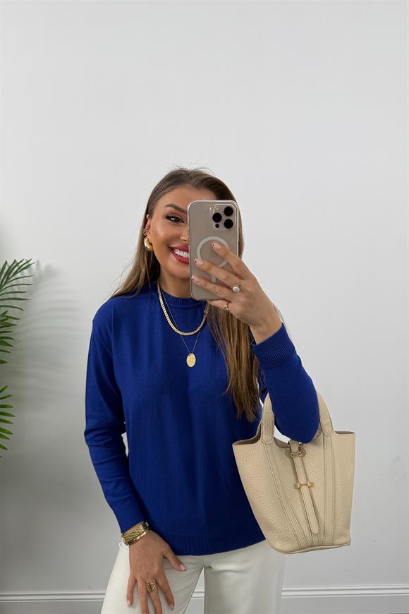 Massi model 1. Sınıf kalite Kaşmir Dokulu Tam Pamuklu İnce Triko Sax Mavi