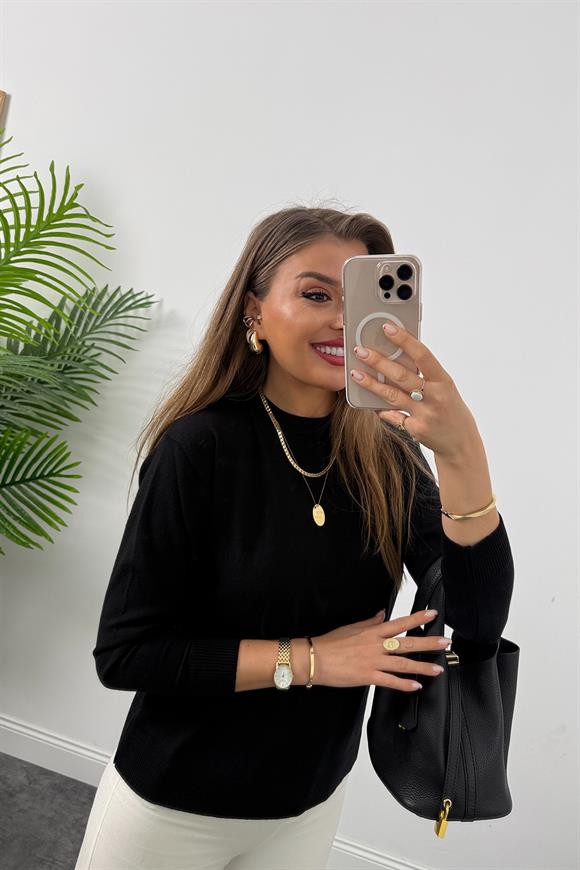 Massi model 1. Sınıf kalite Kaşmir Dokulu Tam Pamuklu İnce Triko Siyah