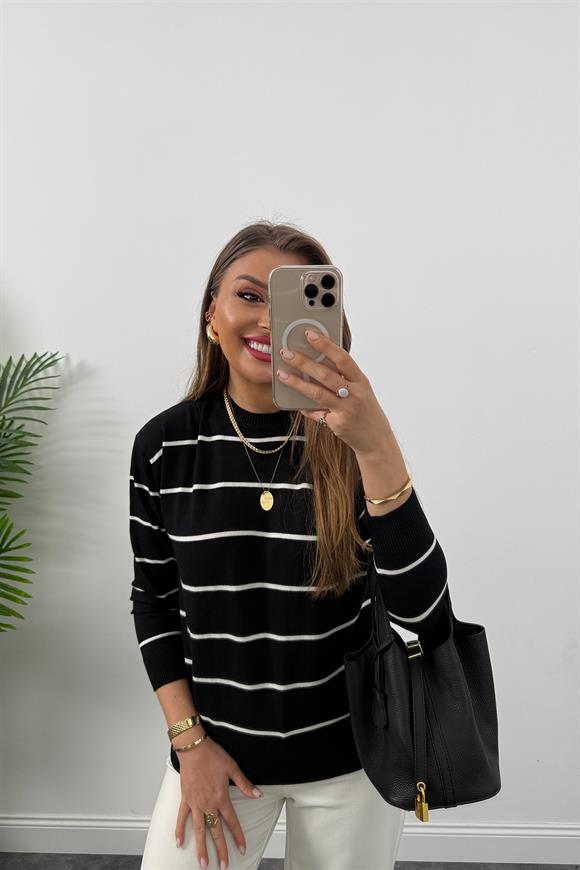 Massi Model 1. Sınıf Kalite Kaşmir Dokulu Marin Triko Siyah