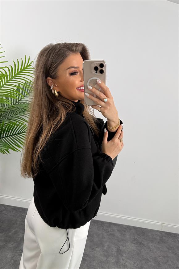 Massi Model 1. Sınıf Kalite Dik Yaka Kaşe Bomber Ceket Siyah