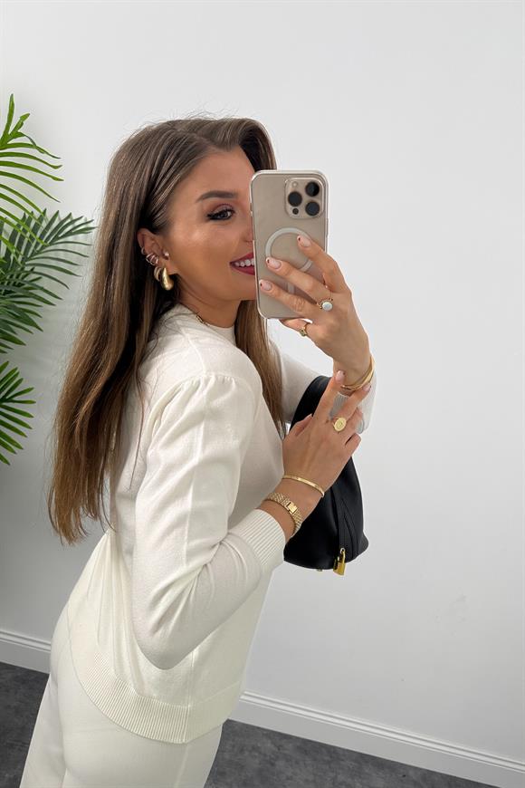 Massi model 1. Sınıf kalite Kaşmir Dokulu Tam Pamuklu İnce Triko Ekru