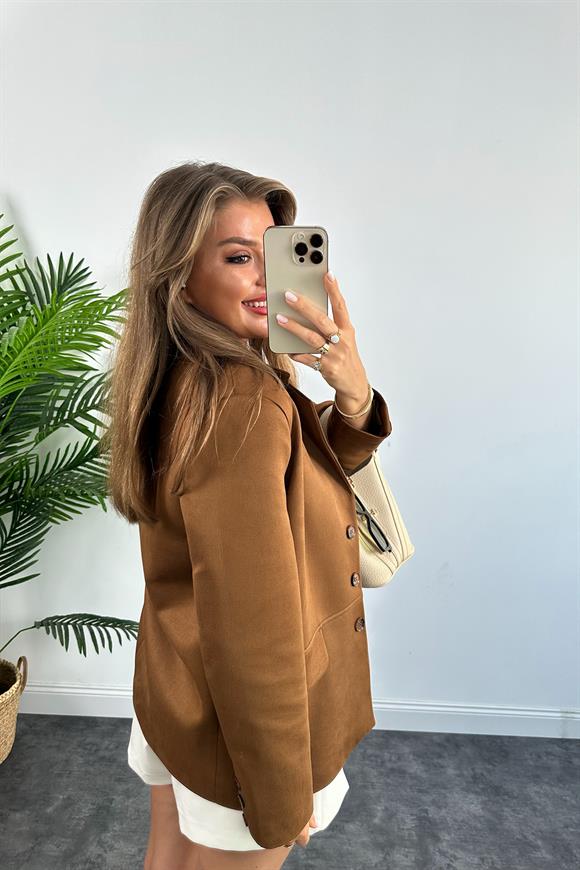 Massi Model 1. Sınıf Kalite Nubuk Blazer Ceket Taba Kahve