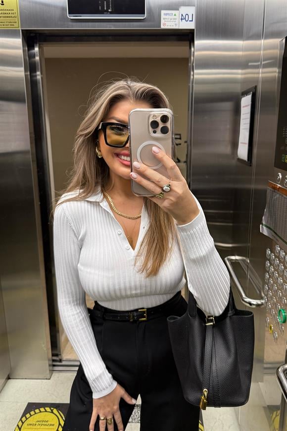 Massi Model 1. Sınıf Kalite İpek Merserize Polo Yaka Uzun Boy Basic Beyaz 
