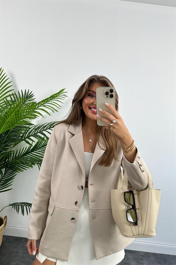 Massi Model 1. Sınıf Kalite Nubuk Blazer Ceket Taş