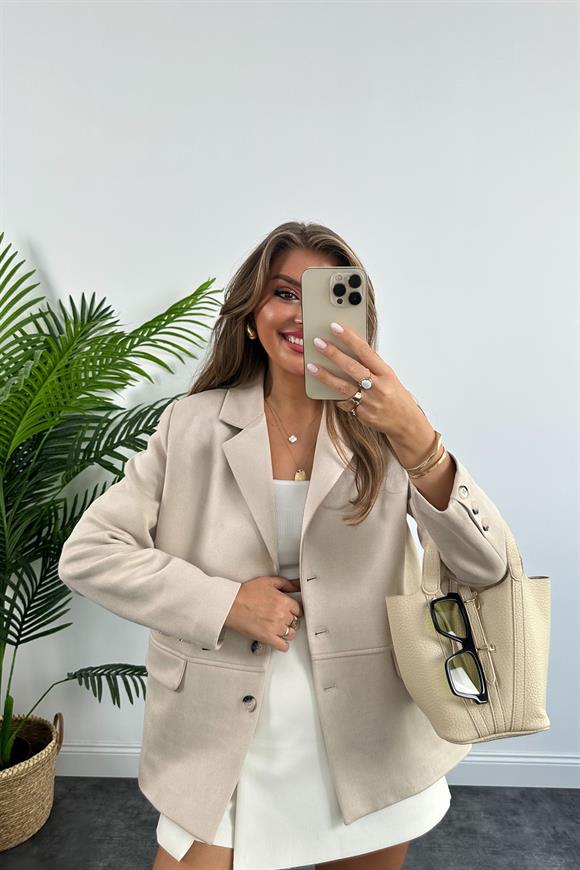 Massi Model 1. Sınıf Kalite Nubuk Blazer Ceket Taş