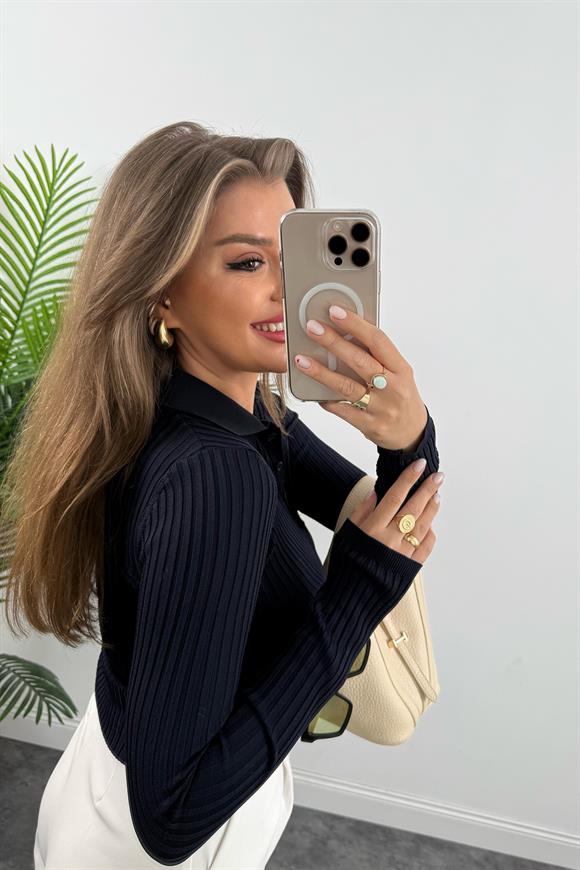 Massi Model 1. Sınıf Kalite İpek Merserize Polo Yaka Uzun Boy Basic Lacivert