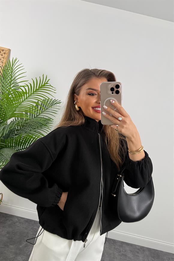 Massi Model 1. Sınıf Kalite Dik Yaka Kaşe Bomber Ceket Siyah