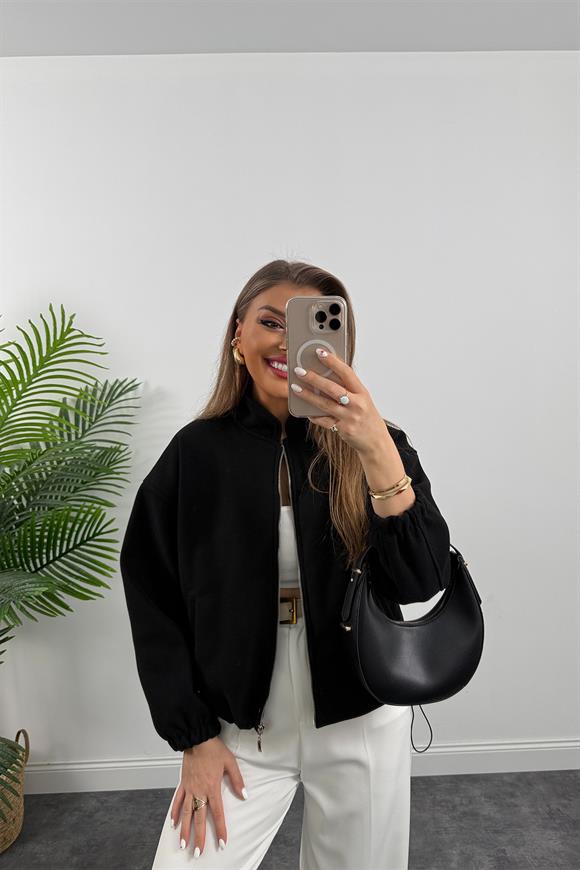 Massi Model 1. Sınıf Kalite Dik Yaka Kaşe Bomber Ceket Siyah