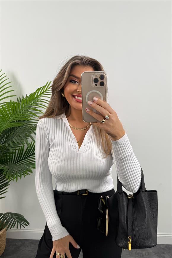Massi Model 1. Sınıf Kalite İpek Merserize Polo Yaka Uzun Boy Basic Beyaz 