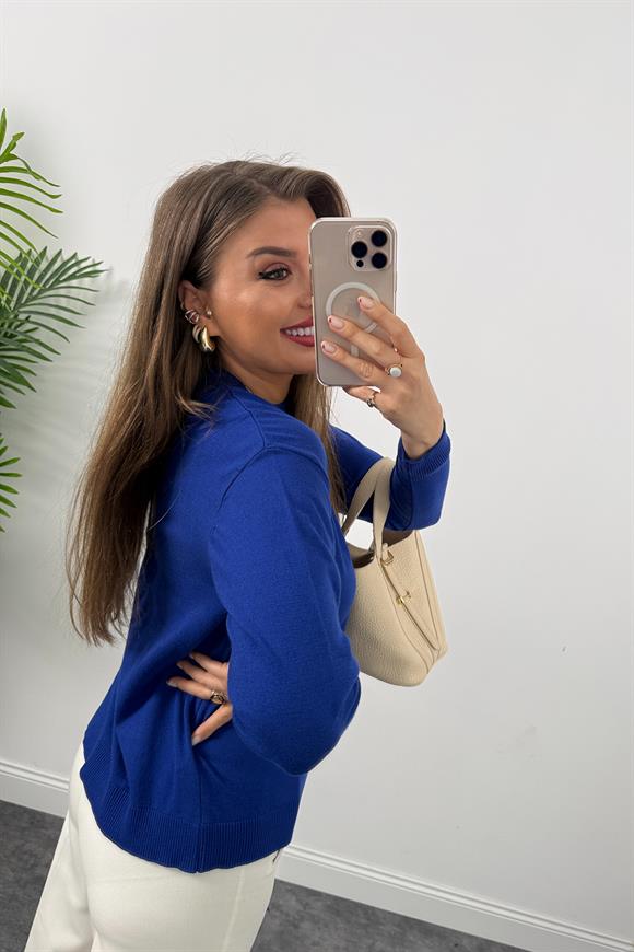 Massi model 1. Sınıf kalite Kaşmir Dokulu Tam Pamuklu İnce Triko Sax Mavi