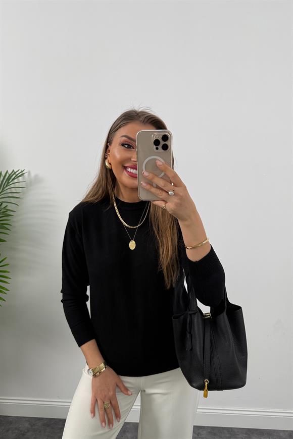 Massi model 1. Sınıf kalite Kaşmir Dokulu Tam Pamuklu İnce Triko Siyah