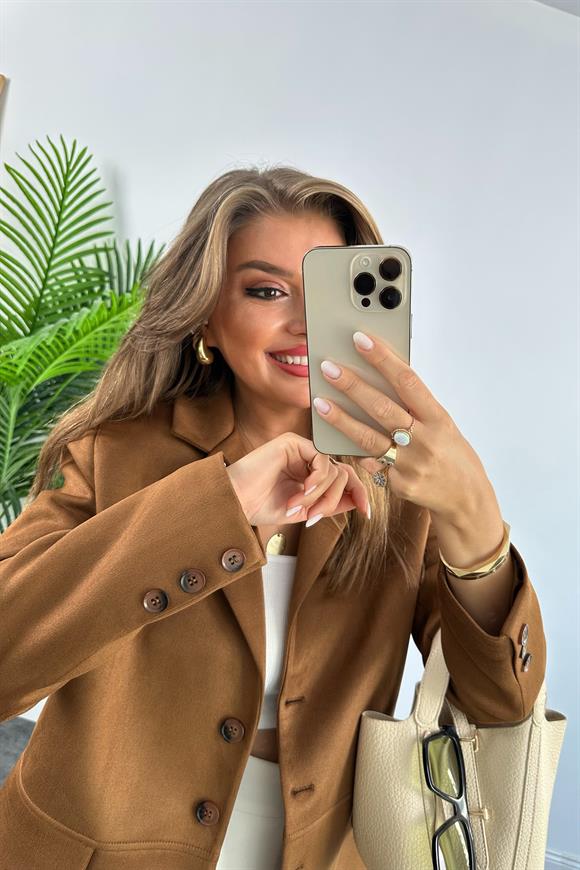 Massi Model 1. Sınıf Kalite Nubuk Blazer Ceket Taba Kahve