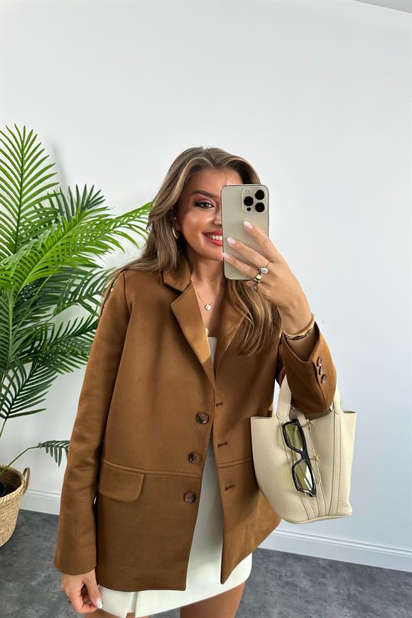 Massi Model 1. Sınıf Kalite Nubuk Blazer Ceket Taba Kahve