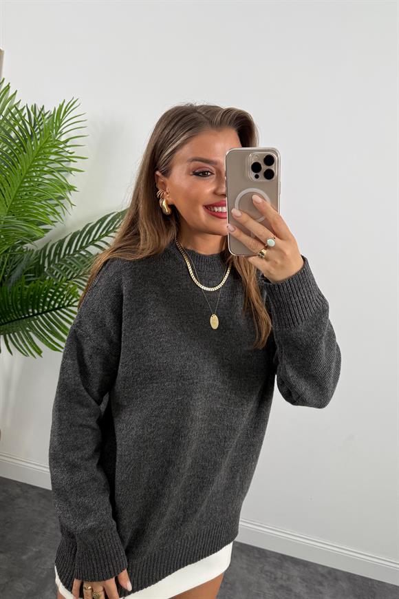 Massi Model Bisiklet Yaka Basic Yumoş Kazak Antrasit