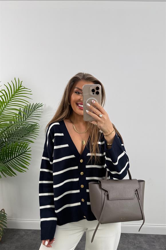 Massi Model Gold Düğme Marin Hırka Lacivert