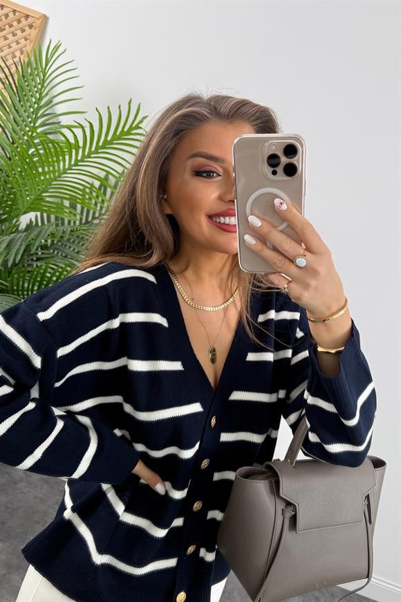 Massi Model Gold Düğme Marin Hırka Lacivert
