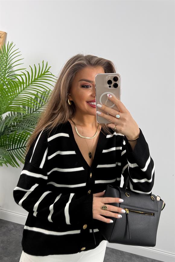 Massi Model Gold Düğme Marin Hırka Siyah