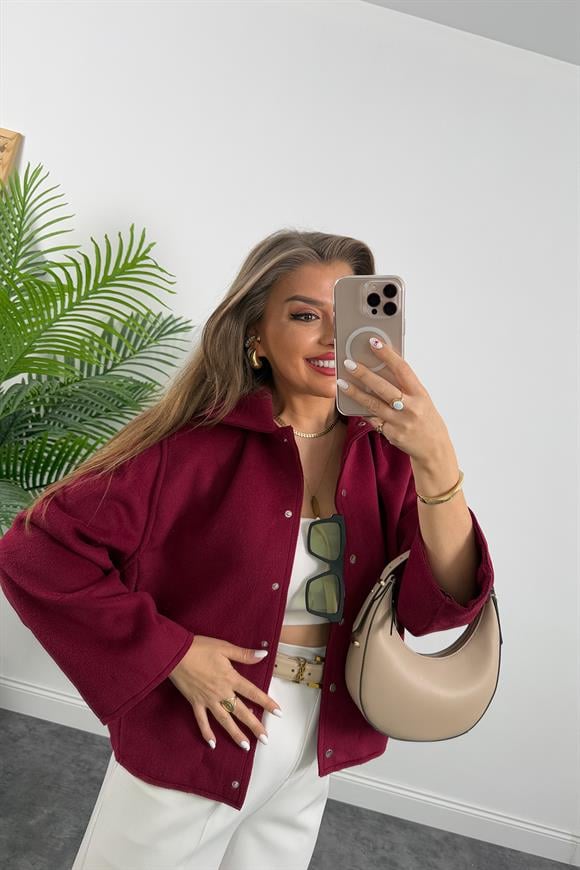 Massi Model İpek Kaşe Basic Mont Bordo