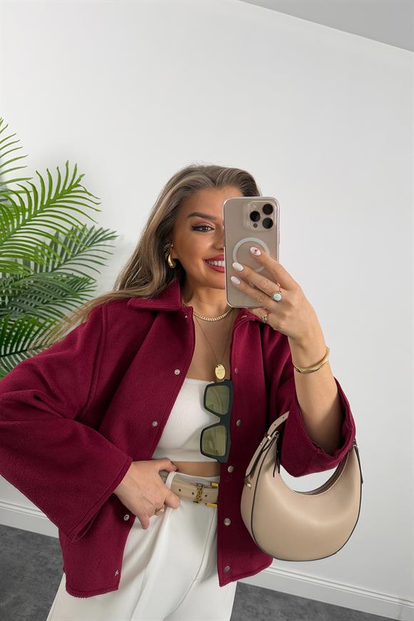 Massi Model İpek Kaşe Basic Mont Bordo