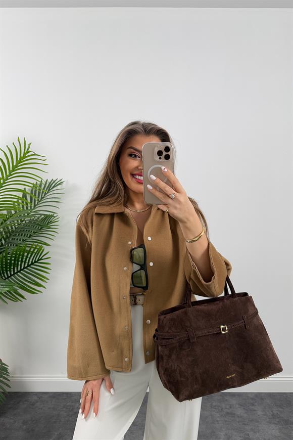 Massi Model İpek Kaşe Basic Mont Camel