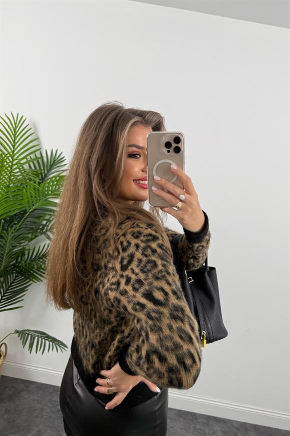 Massi Model Kaşmir Dokulu Yumoş Leopar Kazak