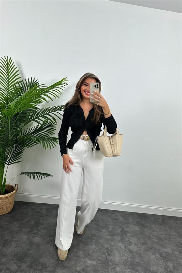 Massi Model Polo Yaka Tam Boy Düğmeli Elit Triko Siyah 