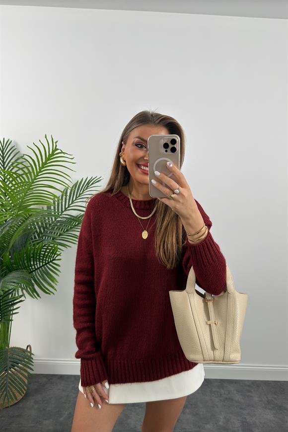 Massi Model Puffy Yumoş Basic Salaş Kazak Bordo