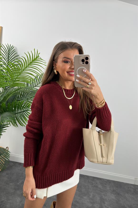 Massi Model Puffy Yumoş Basic Salaş Kazak Bordo