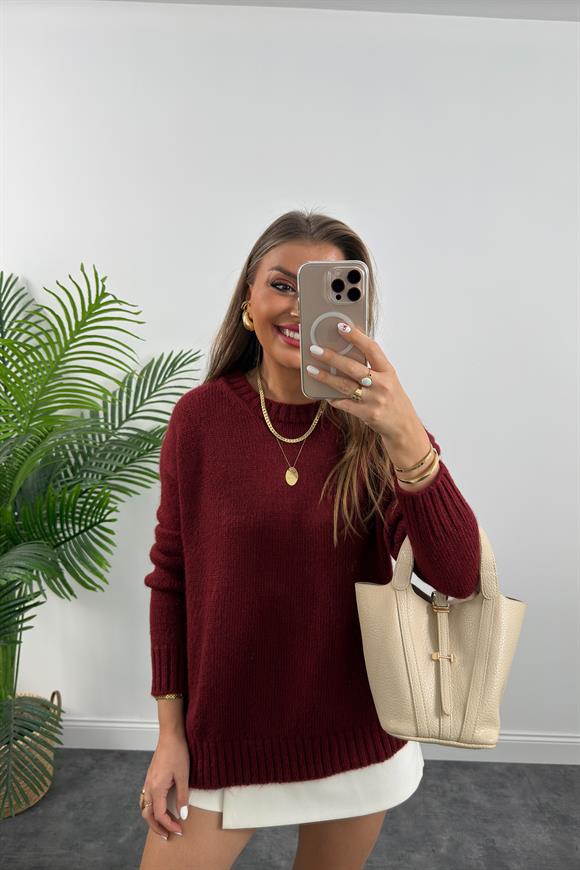 Massi Model Puffy Yumoş Basic Salaş Kazak Bordo