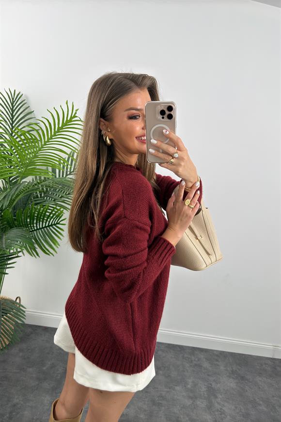 Massi Model Puffy Yumoş Basic Salaş Kazak Bordo