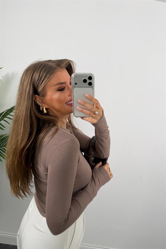 Massi Model Tam Pamuklu Soft Touch Likralı Basic Body Vizon