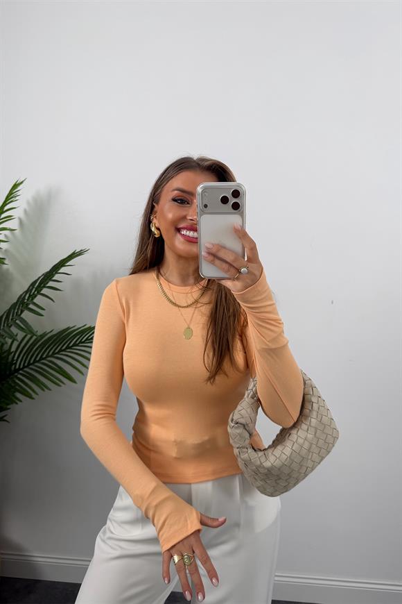 Massi Model Tam Pamuklu Soft Touch Likralı Basic Body Somon