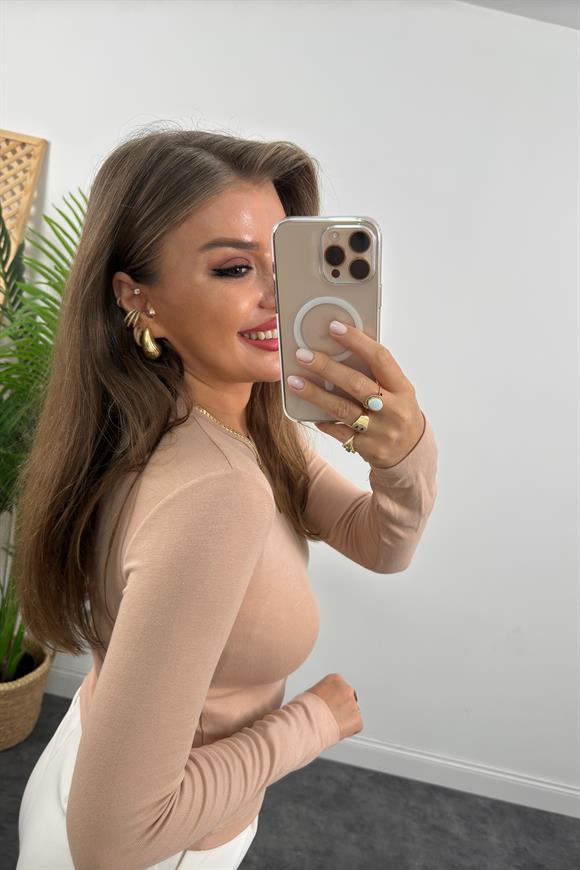 Massi Model Tam Pamuklu Soft Touch Likralı Basic Body Bej