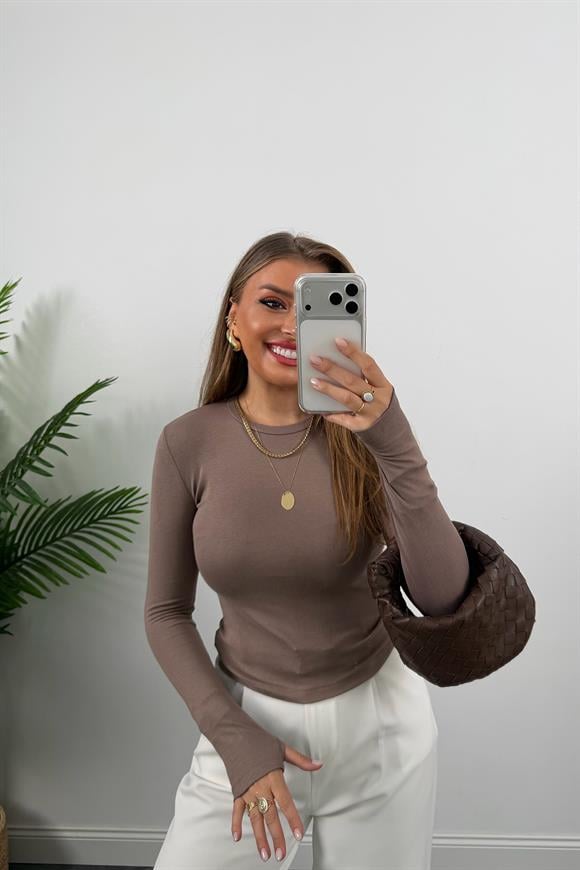 Massi Model Tam Pamuklu Soft Touch Likralı Basic Body Vizon