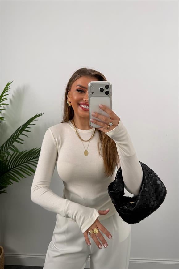 Massi Model Tam Pamuklu Soft Touch Likralı Basic Body Ekru 