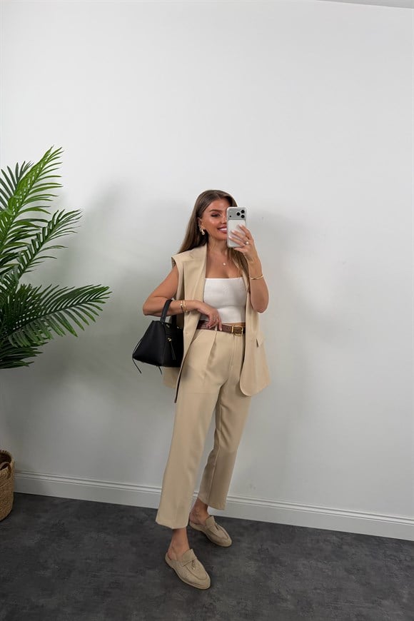 Massi Model Yelek Pantolon Takım Taş