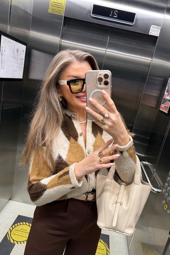 Massi Model Yumoş Baklava Hırka Kahve Taş