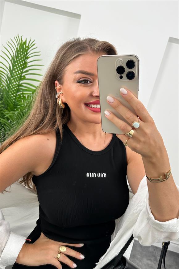 Miu Nakışlı Ottoman Kumaş Kısa Kalem Elbise Siyah 