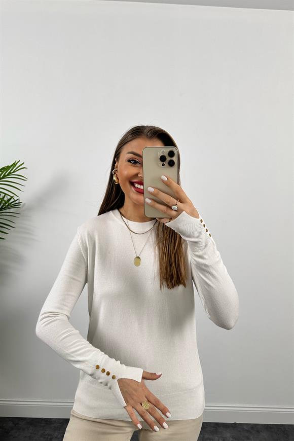 Nisan Marka Lüx Kalite Kolu Düğmeli Merserize Beyaz