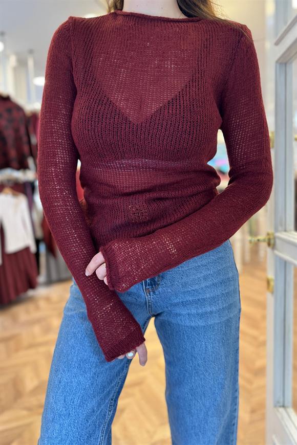 Nisan Marka Lüx Kalite Transparan Yumoş Triko Bordo